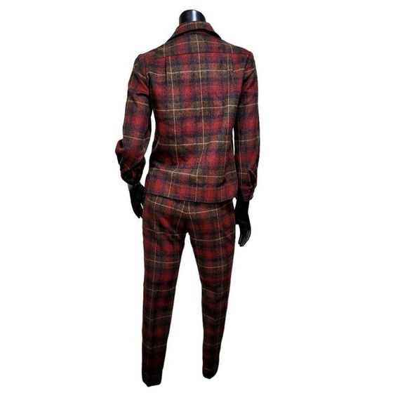 Vintage 60s Handmade Wool Blend Plaid Jacket & Peddle Pusher Pants Outfit Set - Picture 3 of 13